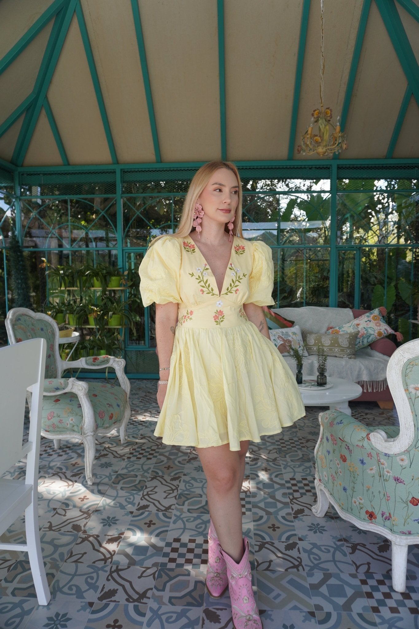 BUTTERCREAM YELLOW mini dress - Rosa Pistacho