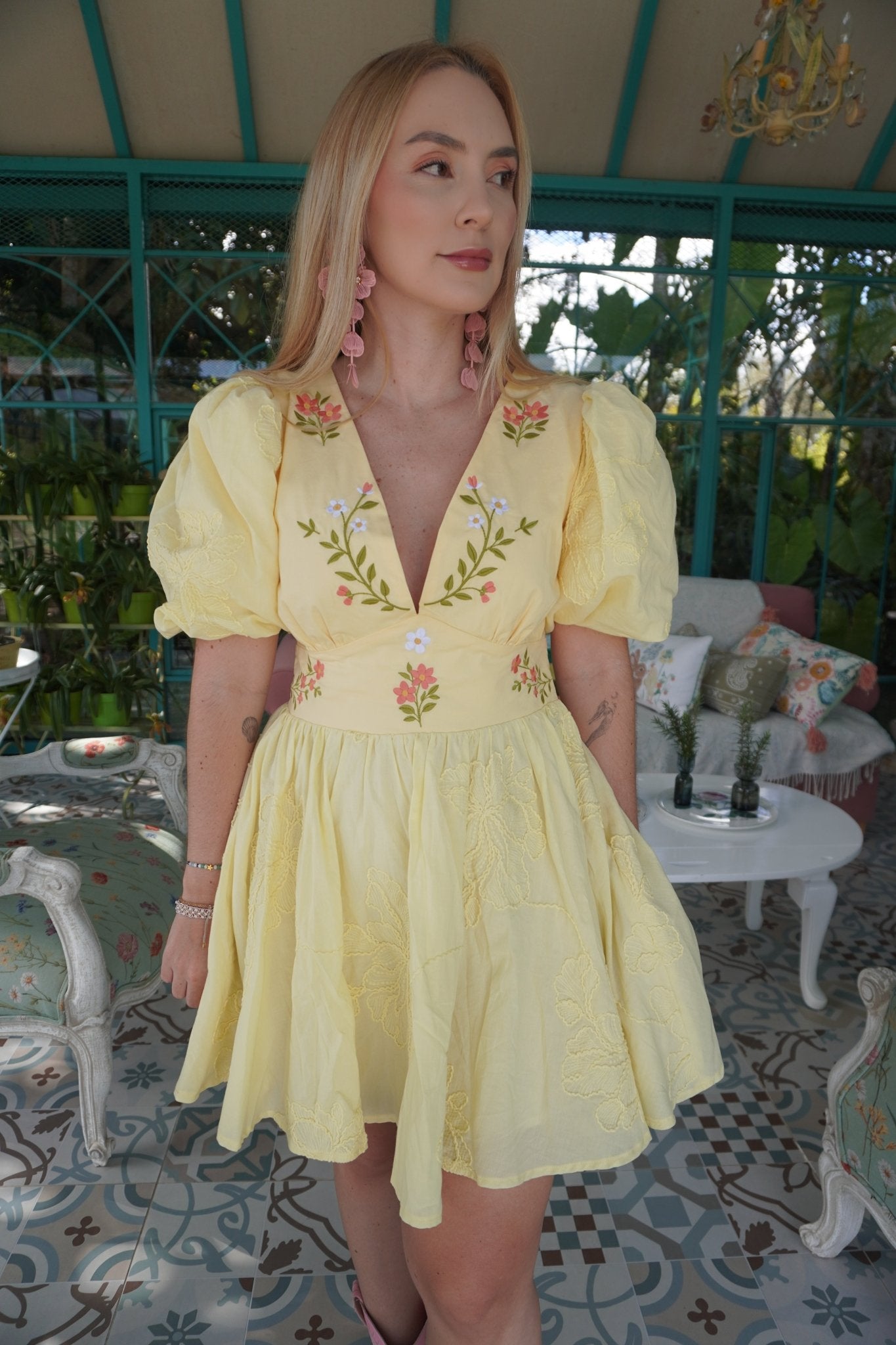 BUTTERCREAM YELLOW mini dress - Rosa Pistacho