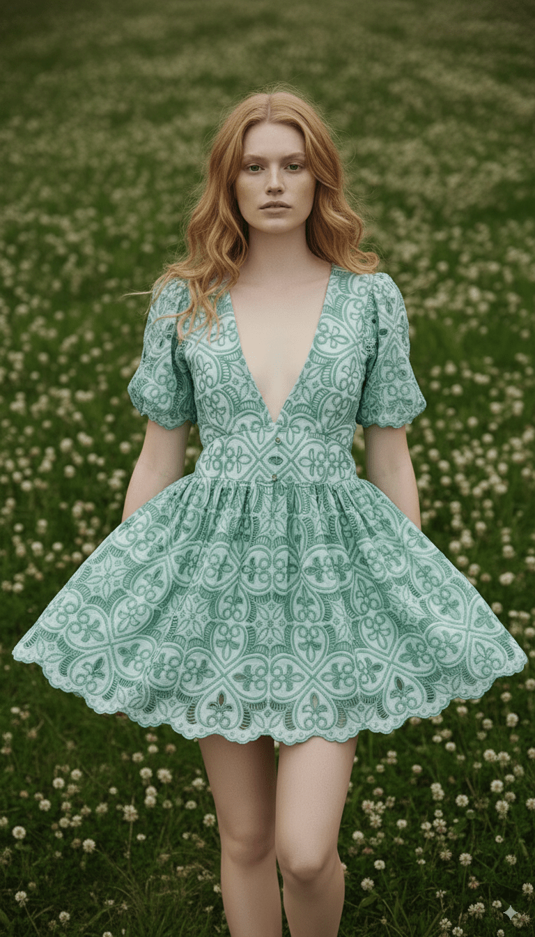EMBROIDERED DRESSES - Rosa Pistacho