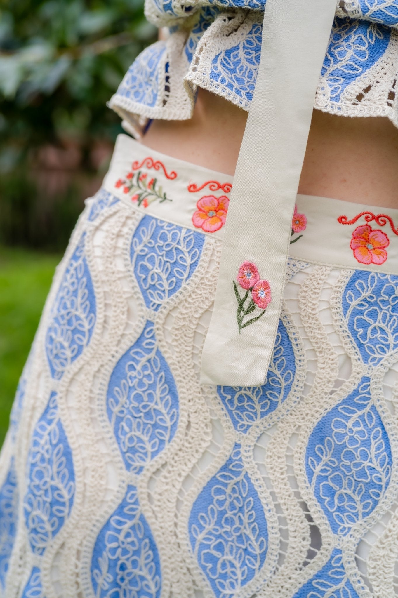 FALDA LARGA ANANDA EMBROIDERED - Rosa Pistacho
