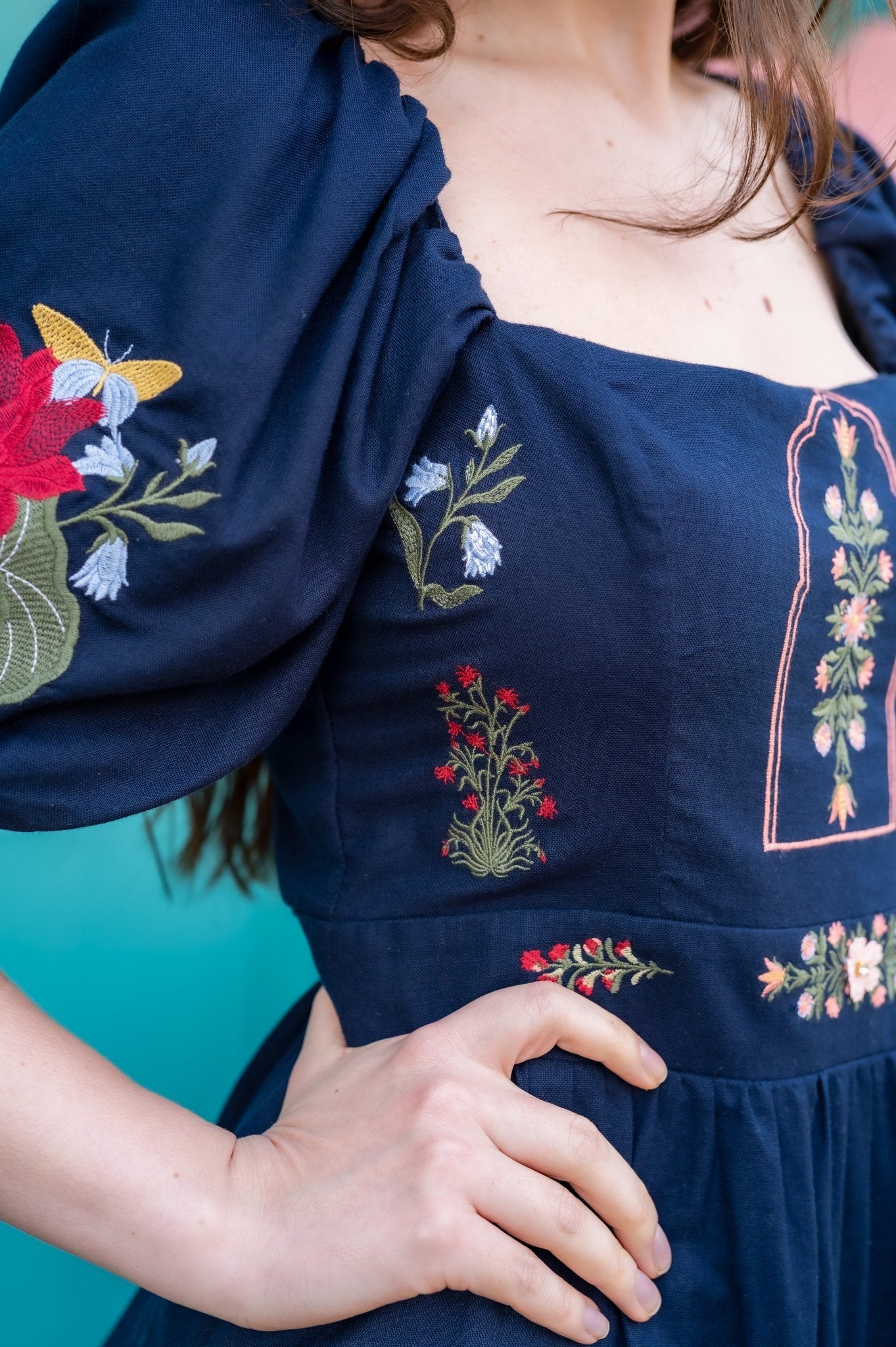 GANESHA EMBROIDERY MAXI DRESS - Rosa Pistacho