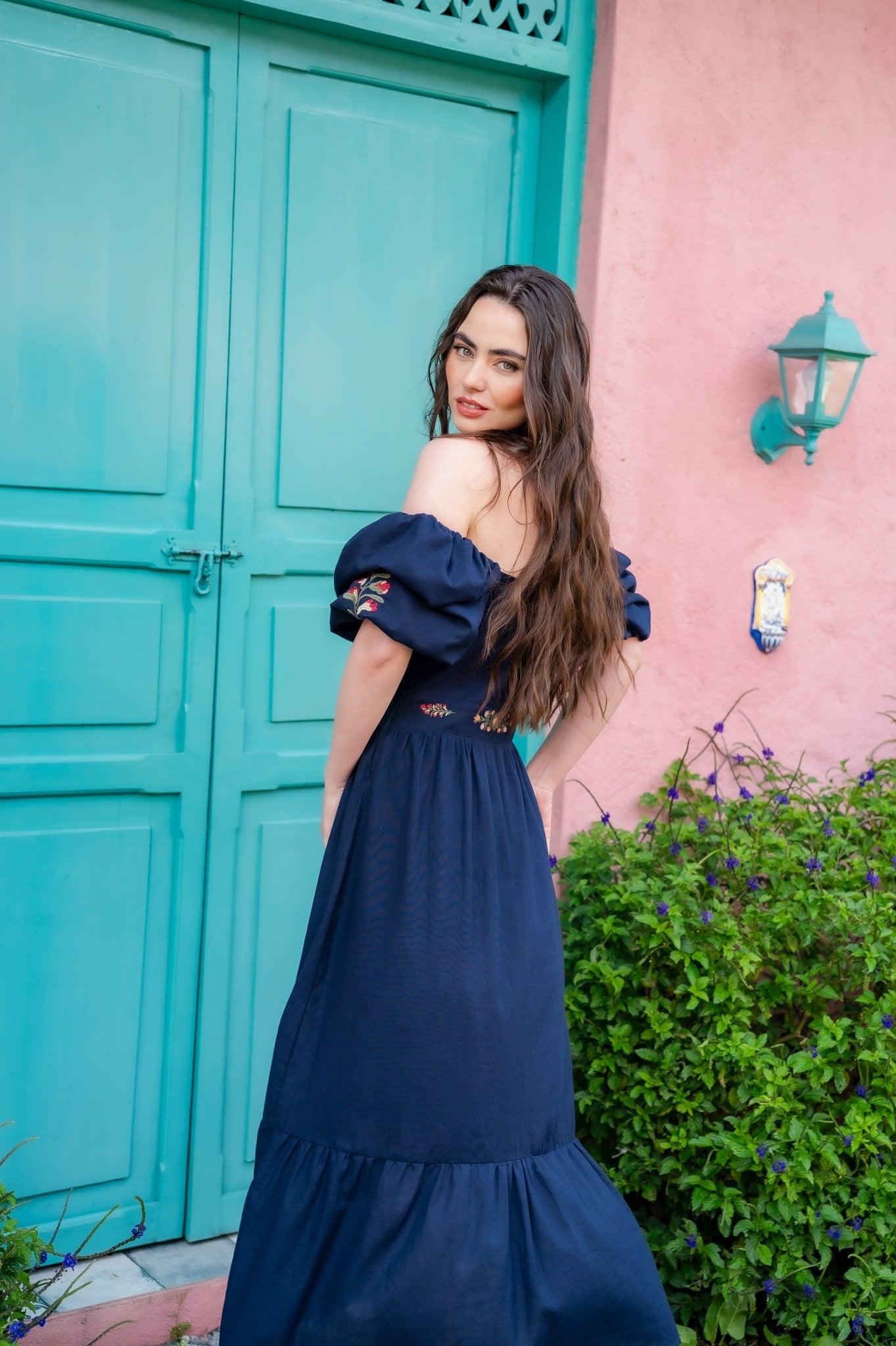 GANESHA EMBROIDERY MAXI DRESS - Rosa Pistacho