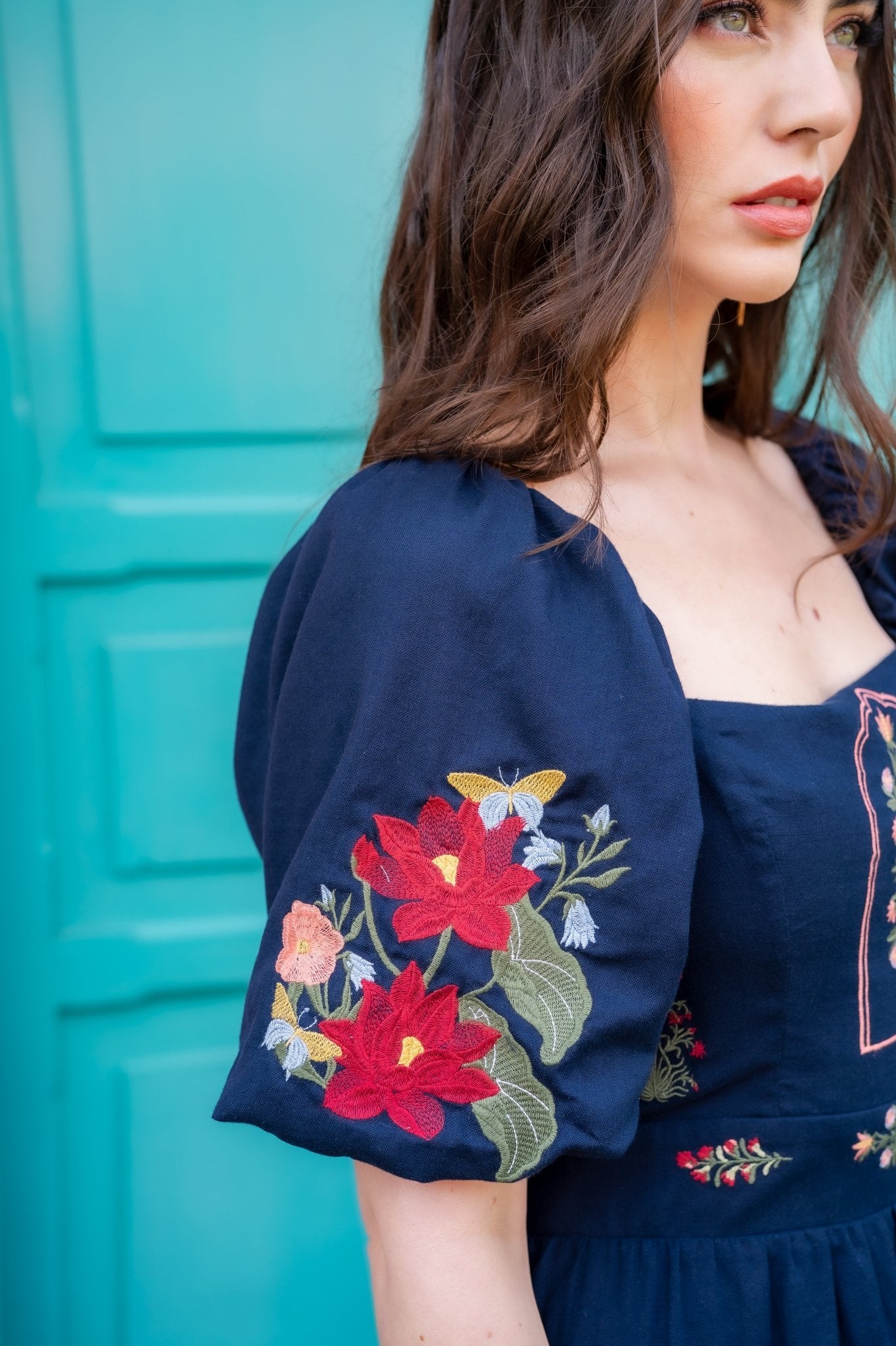 GANESHA EMBROIDERY MAXI DRESS - Rosa Pistacho
