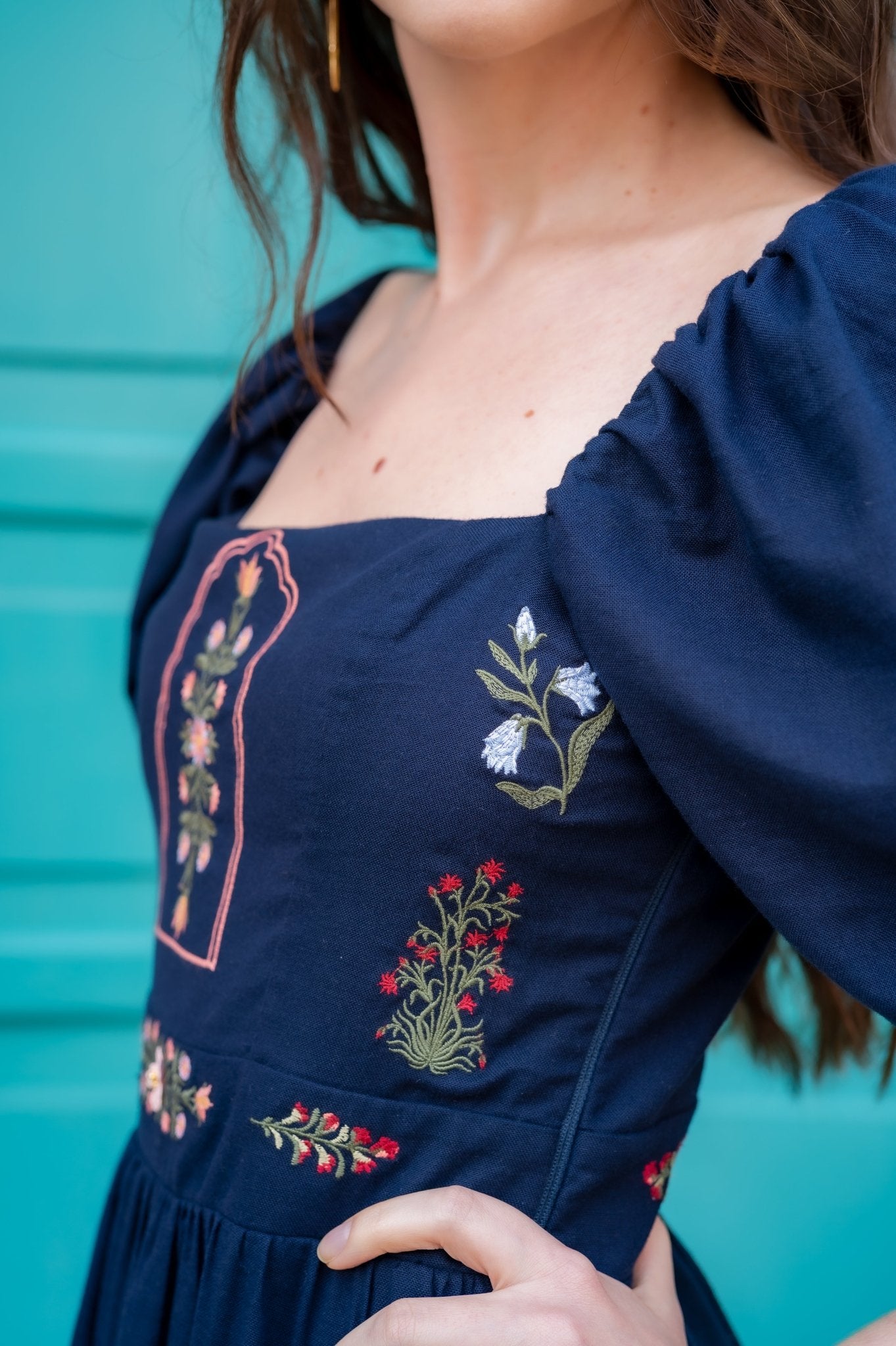 GANESHA EMBROIDERY MAXI DRESS - Rosa Pistacho