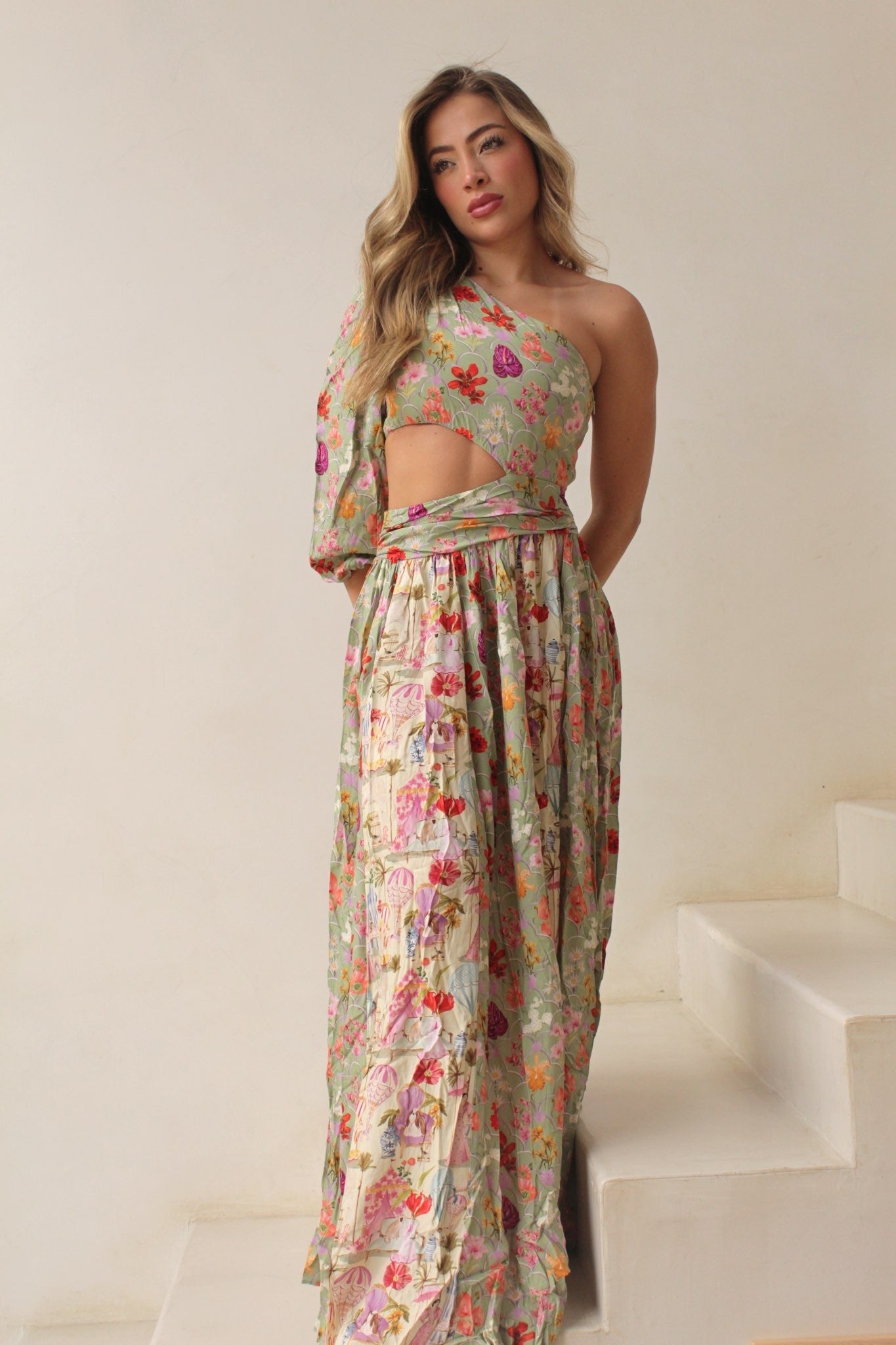 GARDENIA MAXI DRESS - Rosa Pistacho