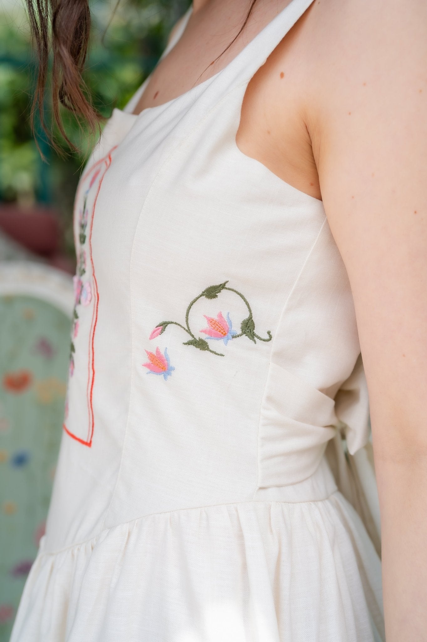 LOTO EMBROIDERY MINI DRESS - Rosa Pistacho