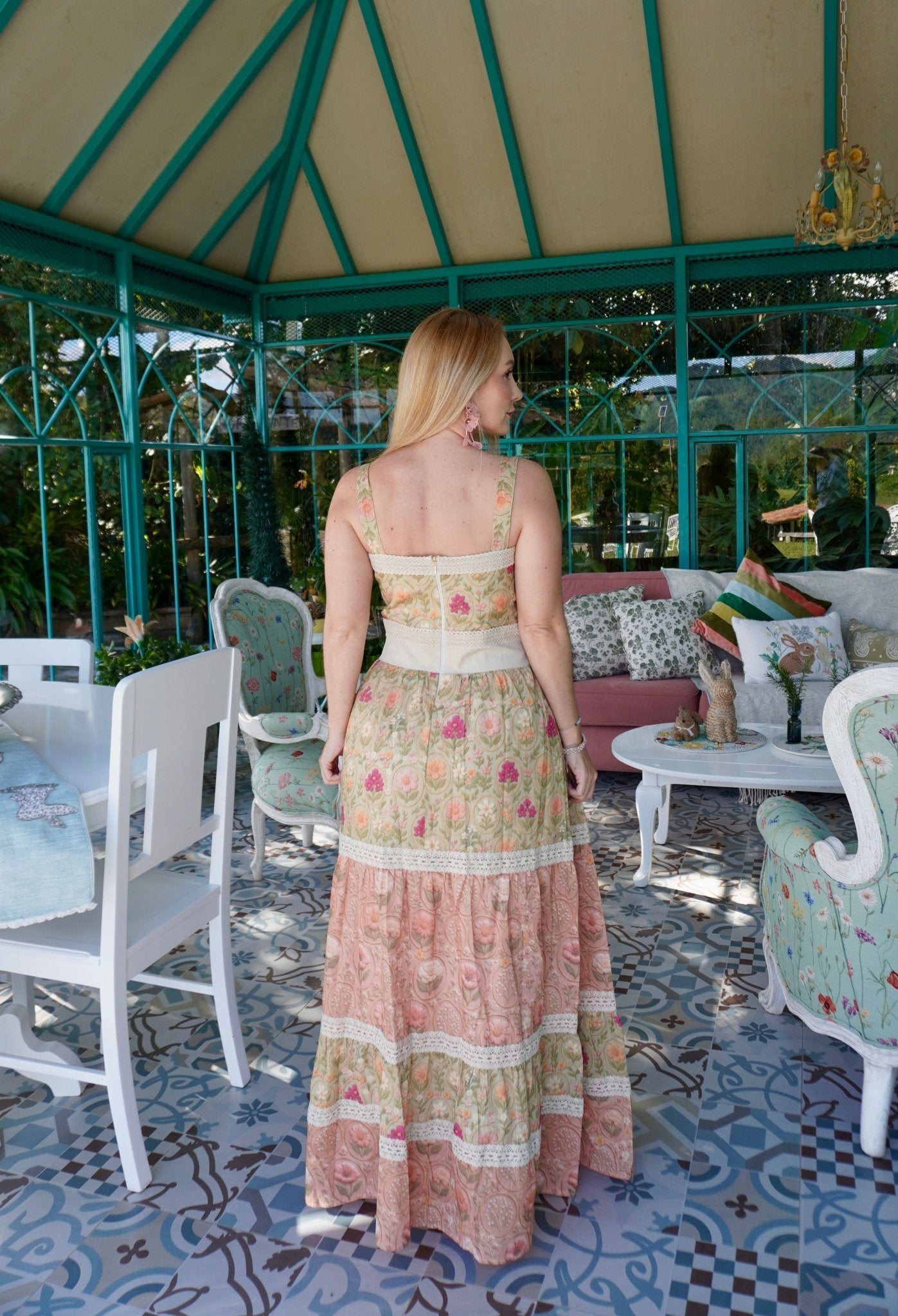 ROSABELLE MEADOW maxi dress - Rosa Pistacho