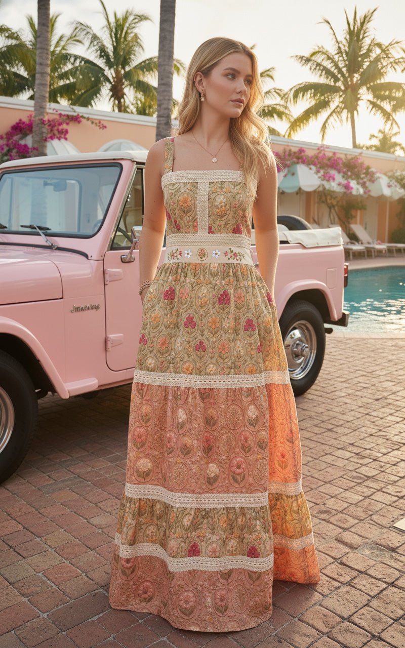 ROSABELLE MEADOW MAXI DRESS - Rosa Pistacho