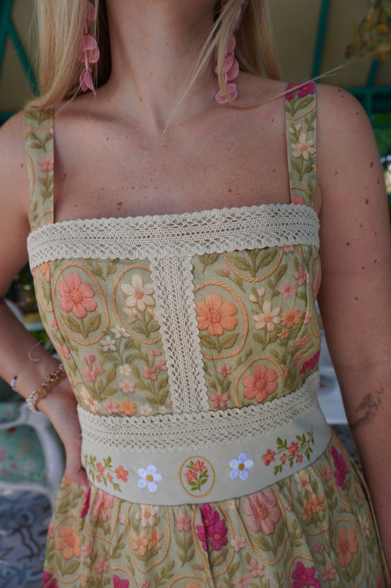 ROSABELLE MEADOW maxi dress - Rosa Pistacho