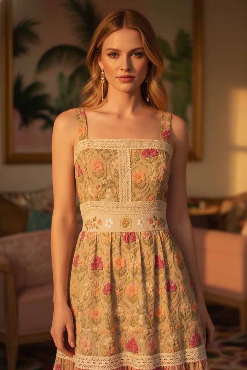 ROSABELLE MEADOW maxi dress - Rosa Pistacho