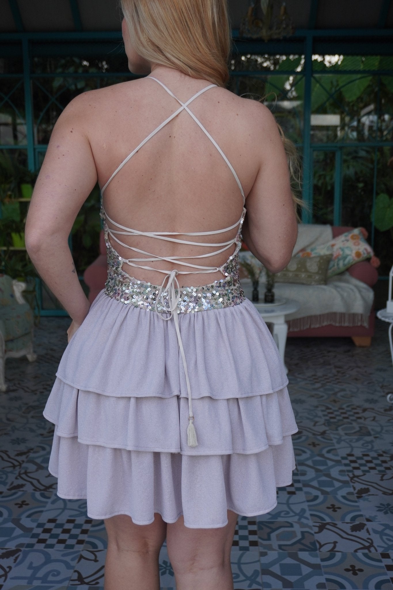 SPARKLE CHRITSMAS mini dress - Rosa Pistacho