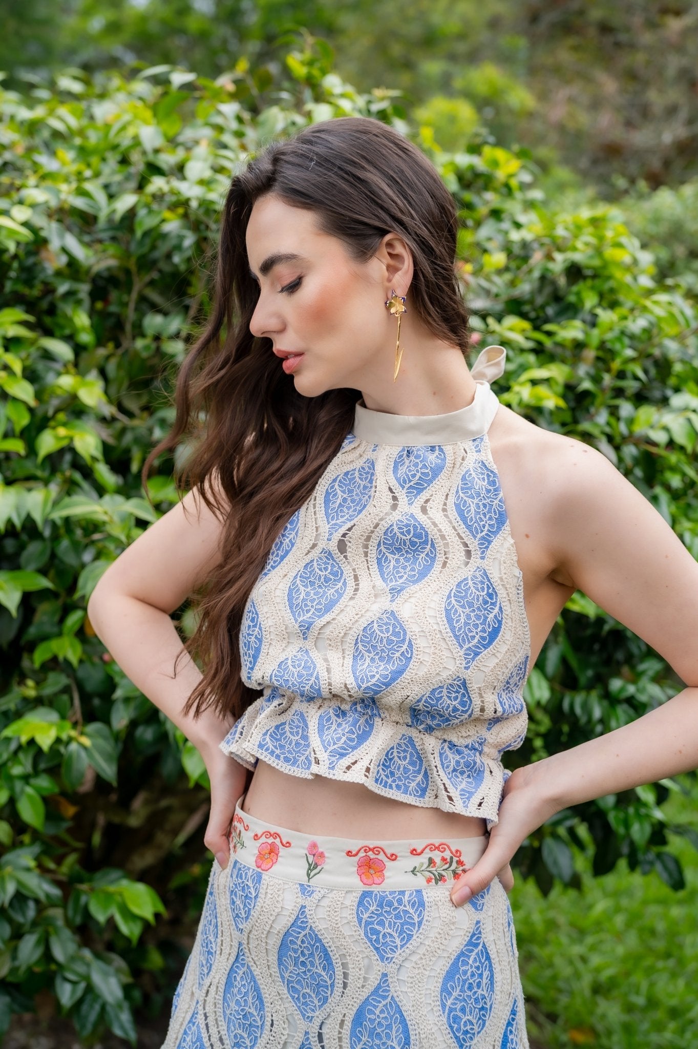 TOP ANANDA EMBROIDERED - Rosa Pistacho