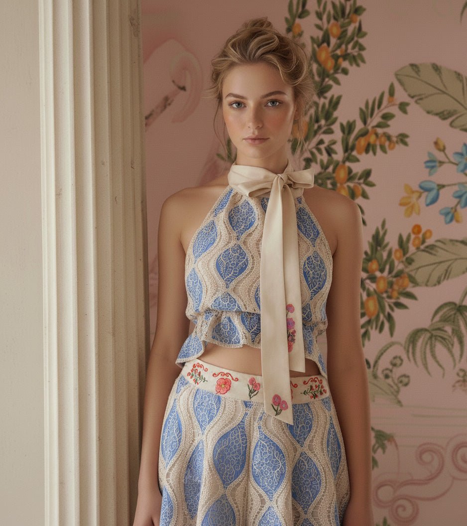 TOP ANANDA EMBROIDERED - Rosa Pistacho
