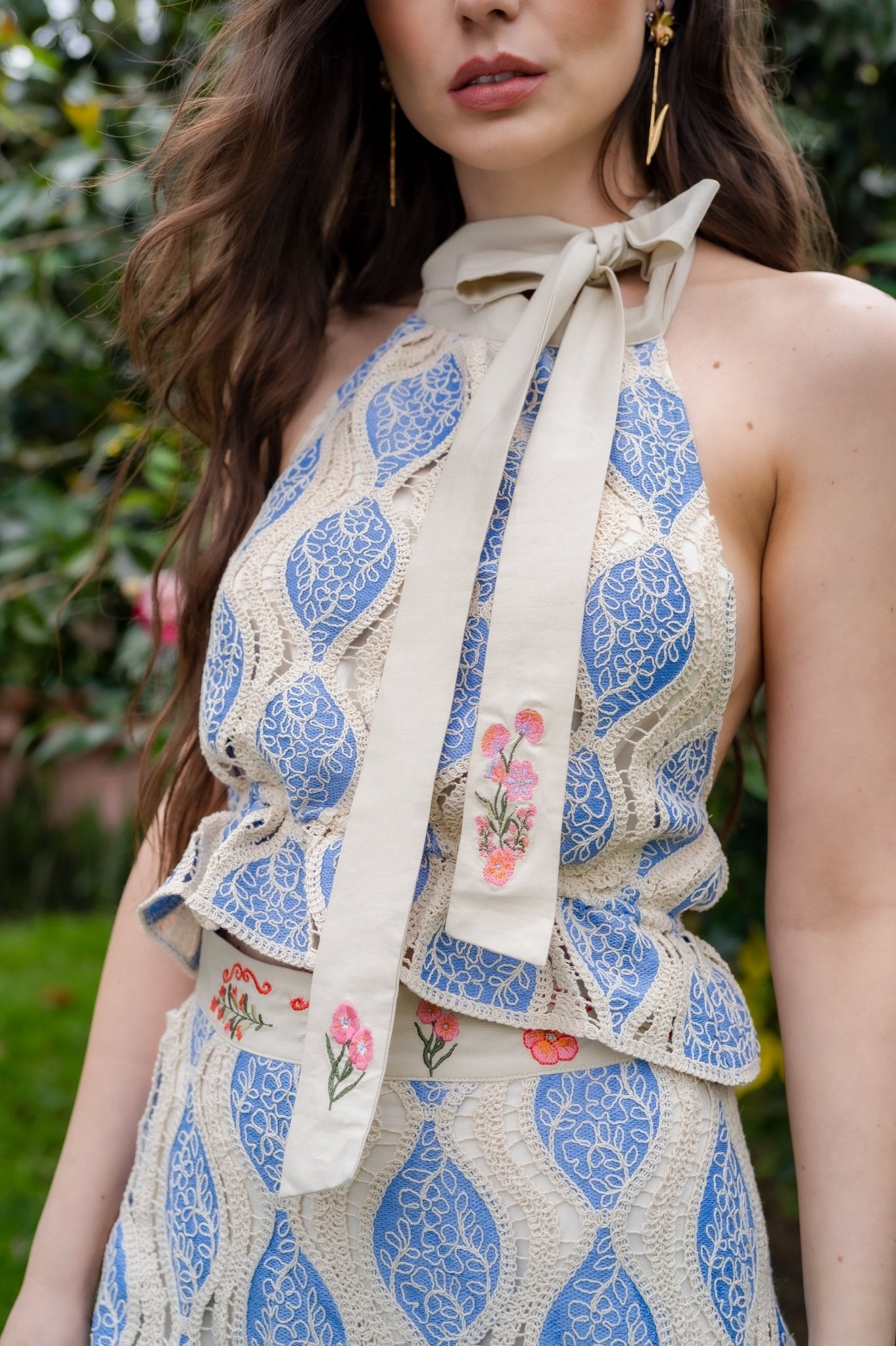 TOP ANANDA EMBROIDERED - Rosa Pistacho