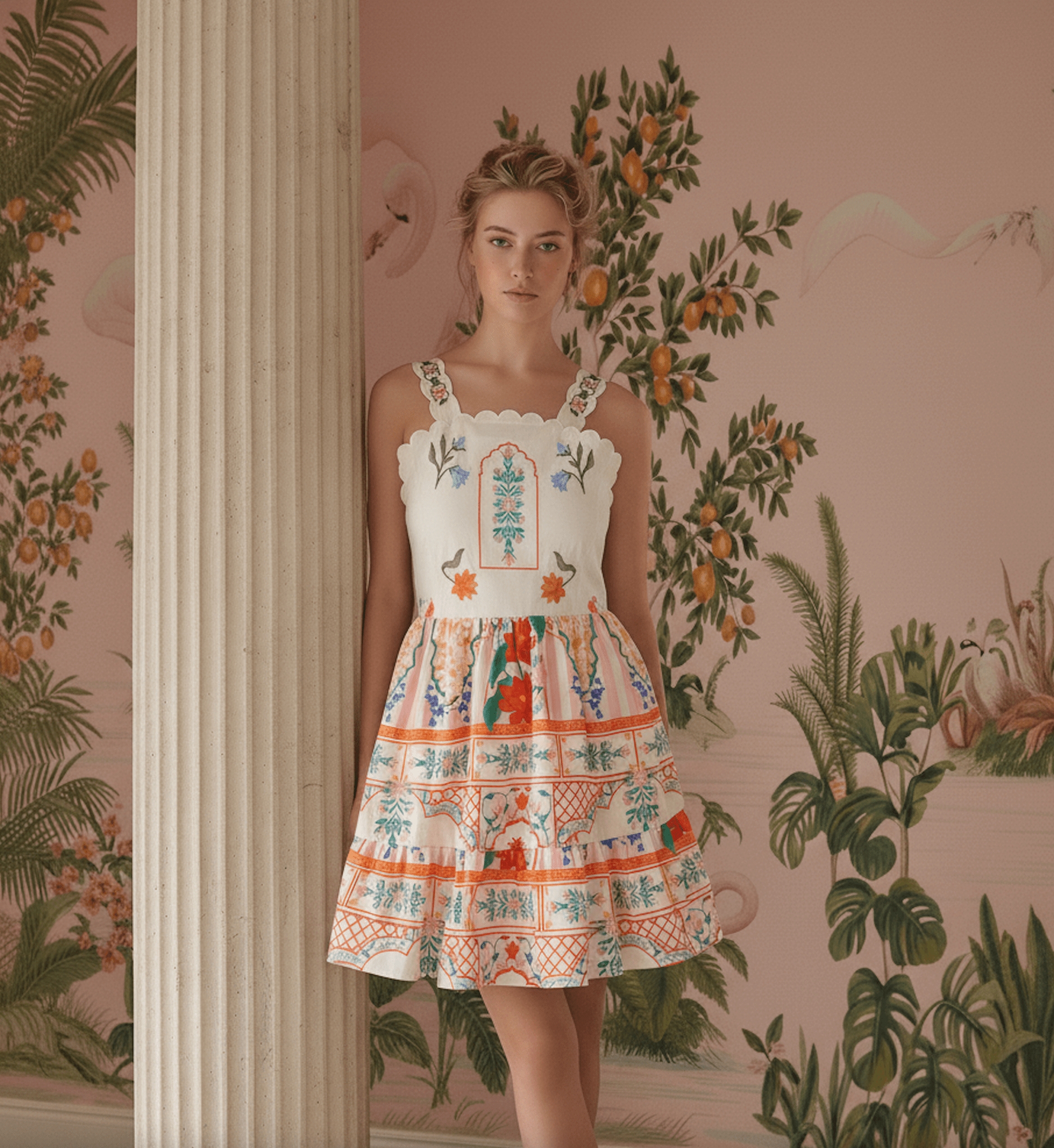 UDAIPUR MINI DRESS - Rosa Pistacho