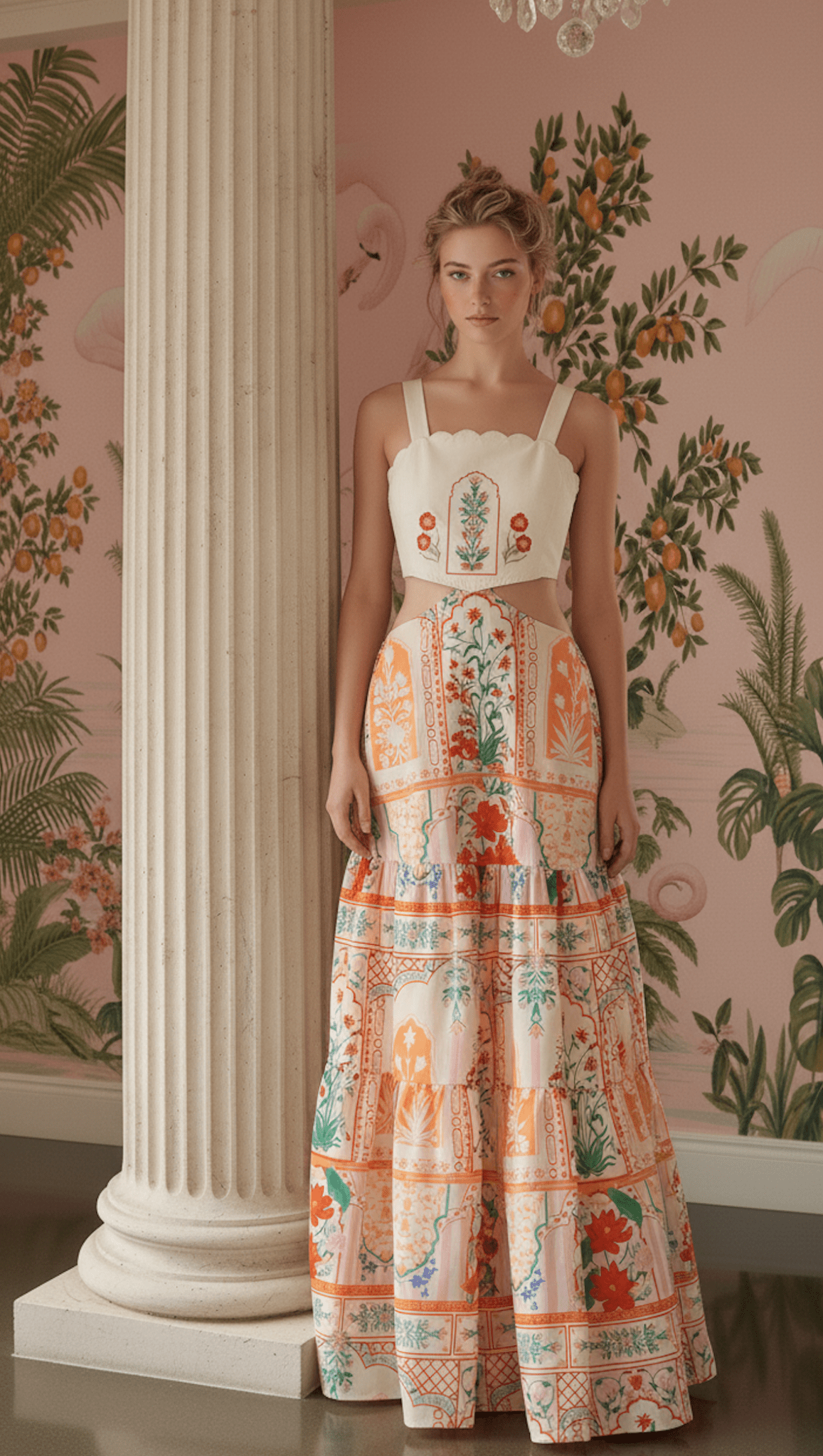 Vestido Jaipur – Estampado Artesanal y Bordado Exclusivo - Rosa Pistacho