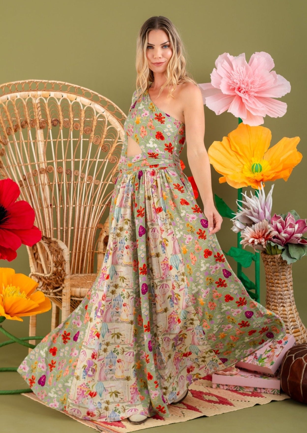 GARDENIA MAXI DRESS - Rosa Pistacho