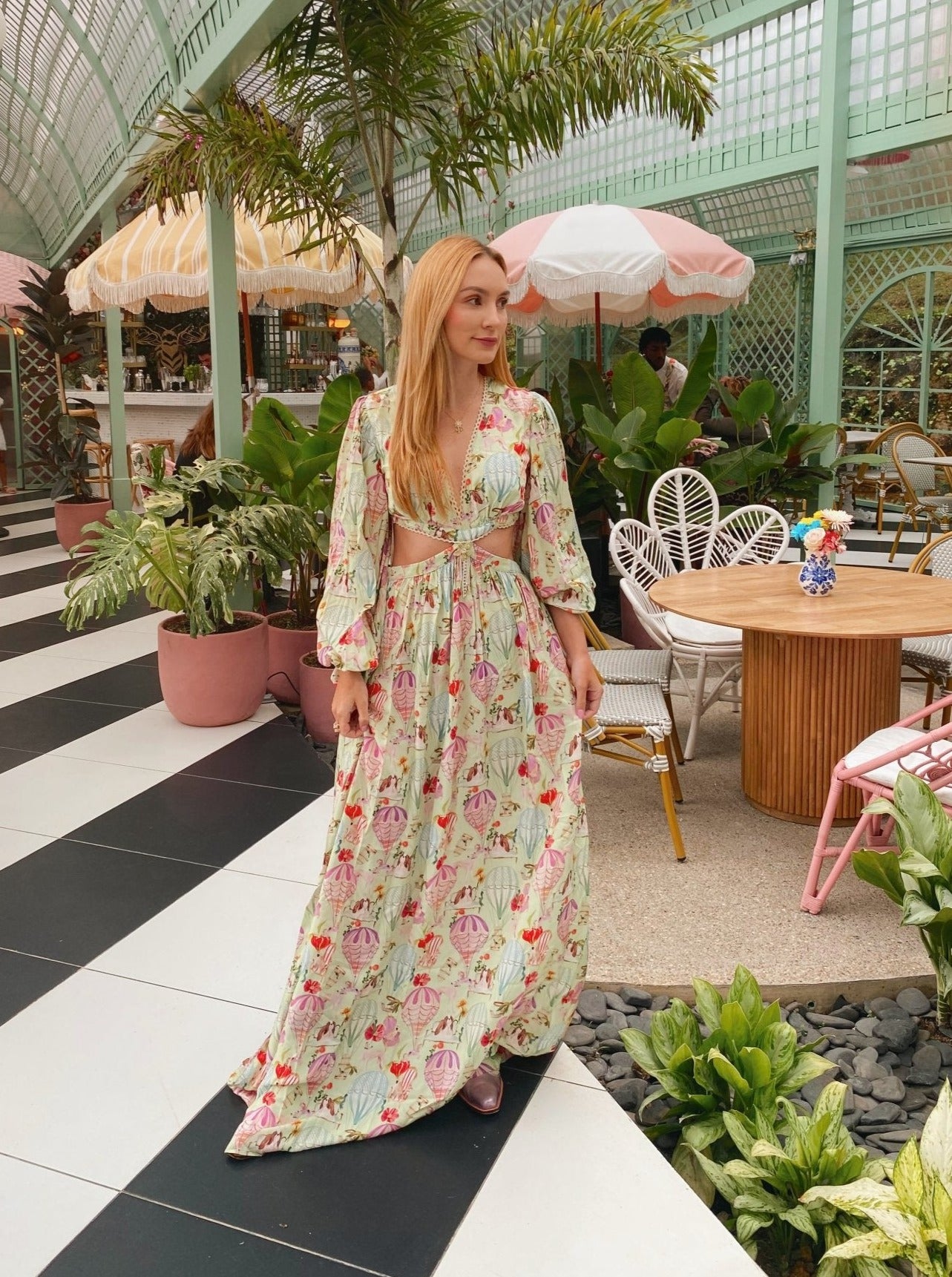 ROYAL BALLOONS MAXI DRESS - Rosa Pistacho