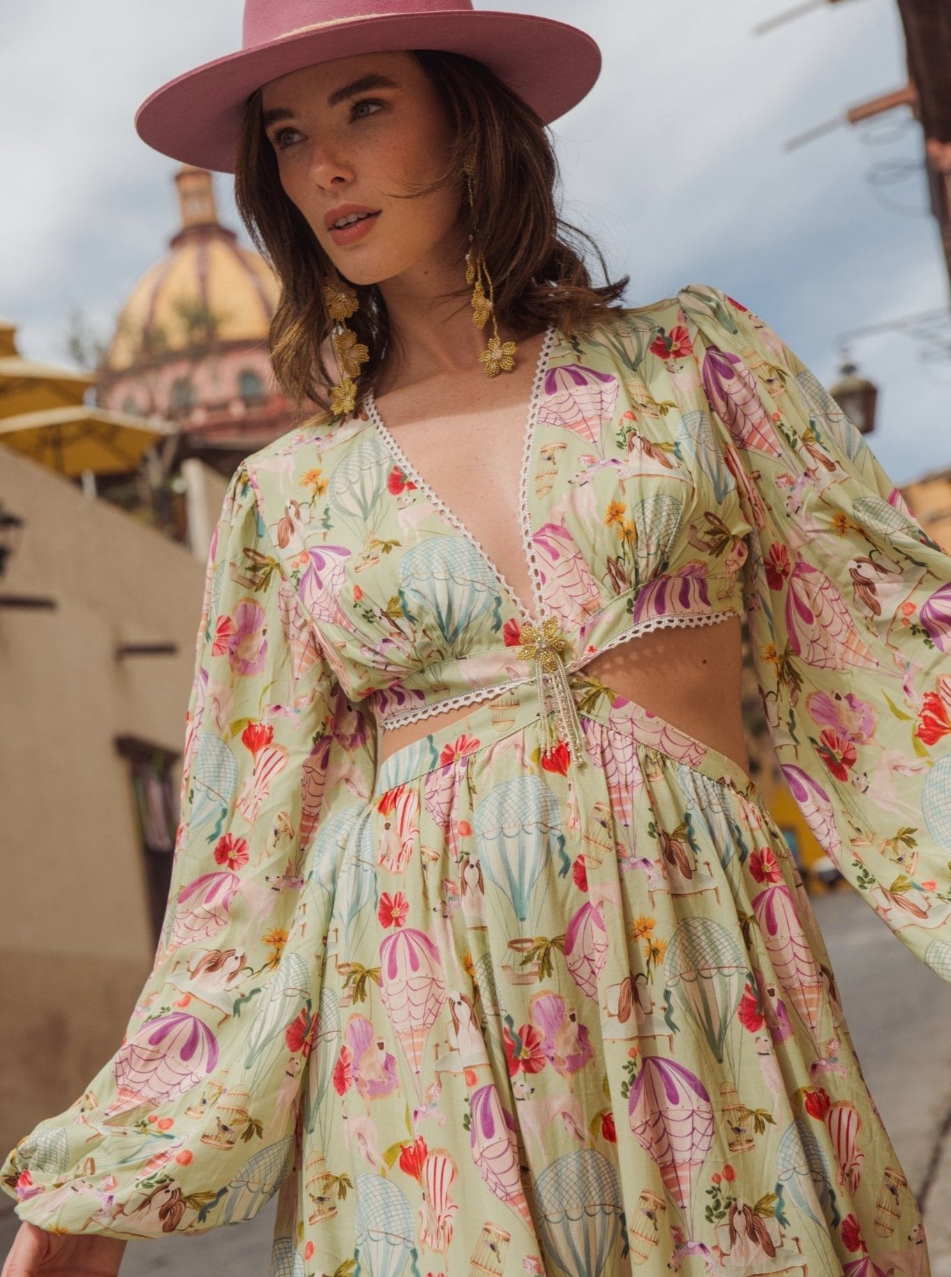 ROYAL BALLOONS MAXI DRESS - Rosa Pistacho