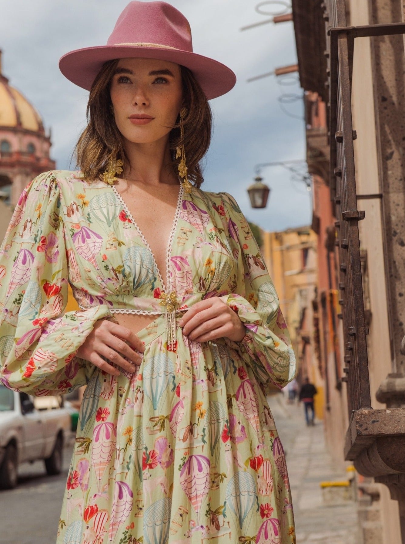 ROYAL BALLOONS MAXI DRESS - Rosa Pistacho