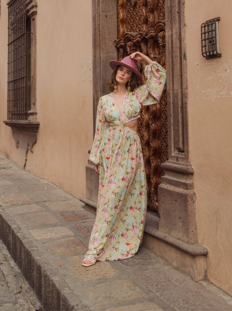 ROYAL BALLOONS MAXI DRESS - Rosa Pistacho