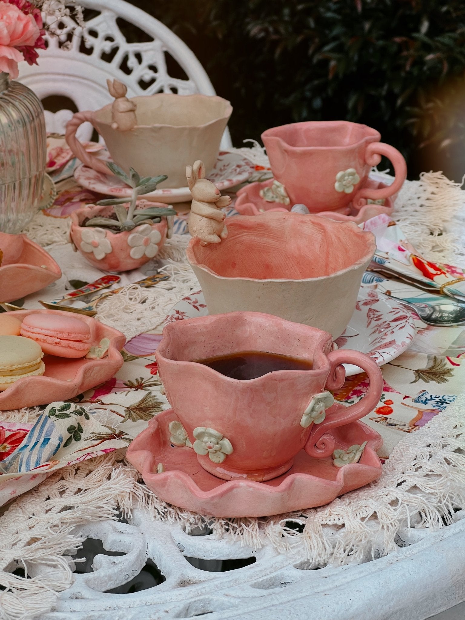 TEA SET ROSAPISTACHO POCILLO + PLATICO - Rosa Pistacho