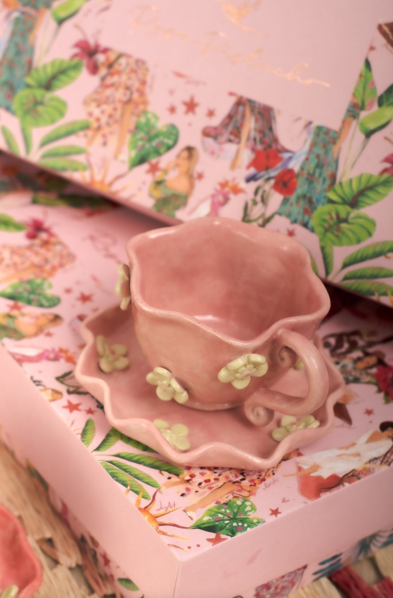 TEA SET ROSAPISTACHO POCILLO + PLATICO - Rosa Pistacho