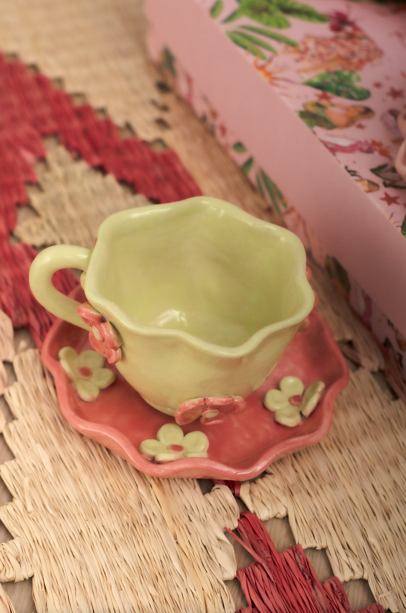 TEA SET ROSAPISTACHO POCILLO + PLATICO - Rosa Pistacho