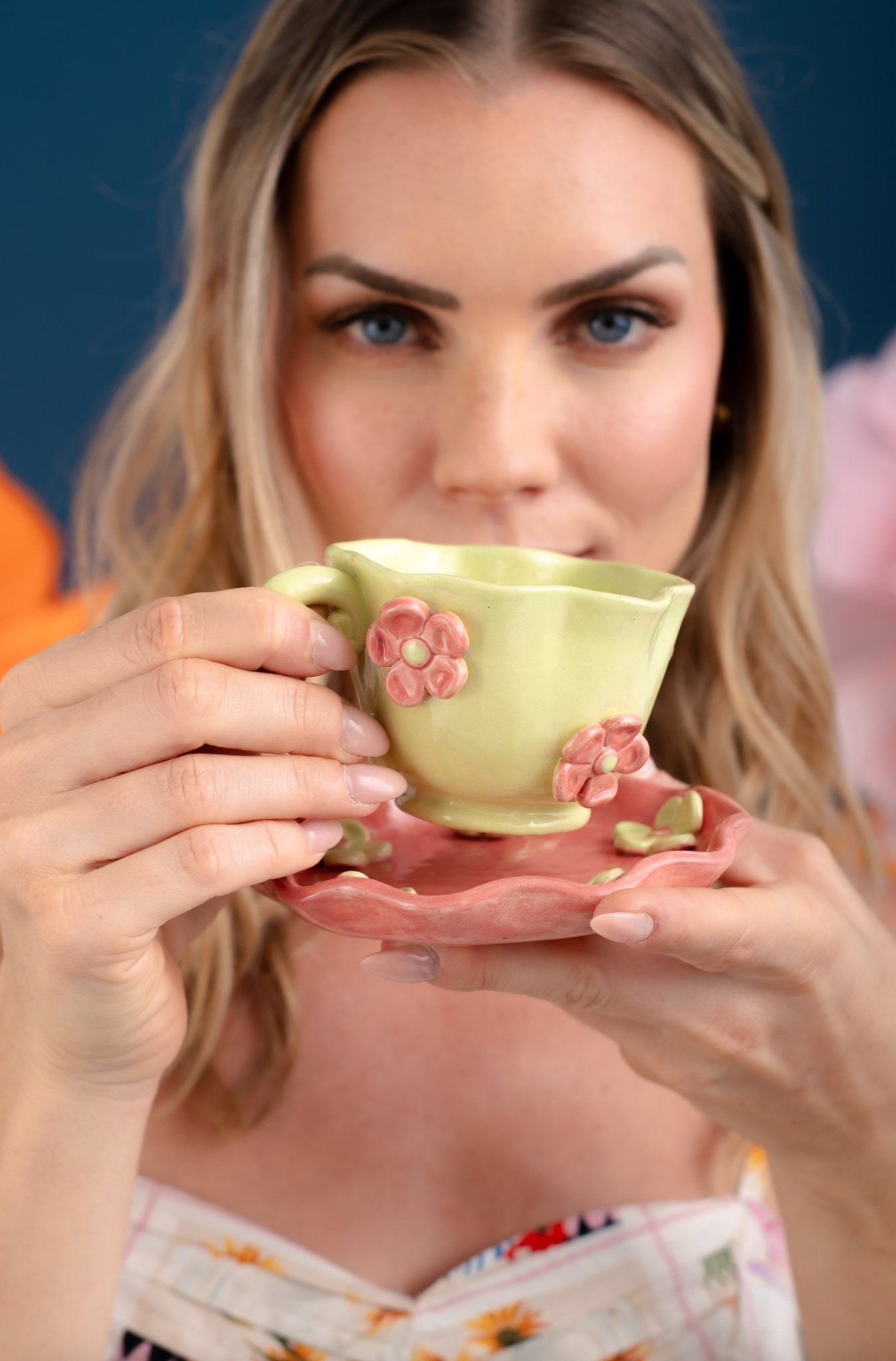 TEA SET ROSAPISTACHO POCILLO + PLATICO - Rosa Pistacho